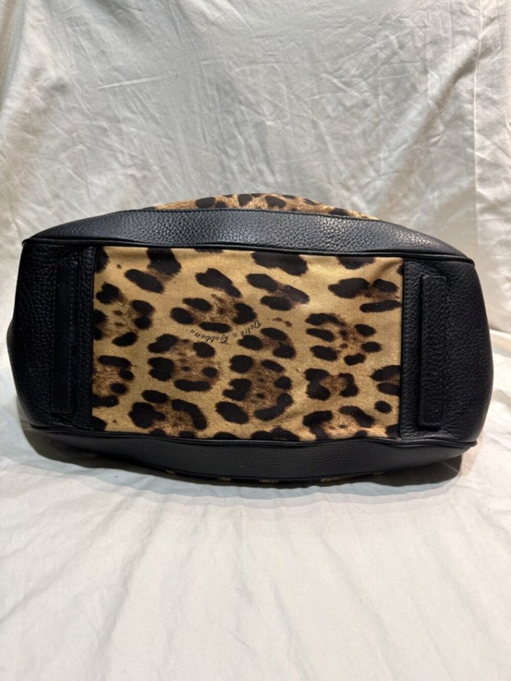 Dolce Gabbana Animalier Leopard Satchel Black Calfskin Trim - Picture 9 of 10